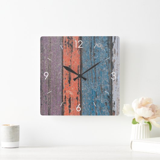  Stripe Design Rustieke Country Houten Decor Vierkante Klok (Huis)