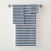 Stripe doekset - Navy Blue/White Bad Handdoek (Insitu)