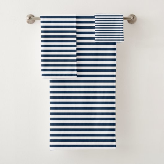 Stripe doekset - Navy Blue/White Bad Handdoek (Insitu)