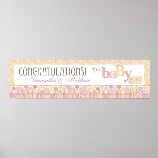 Stripe, Dot & Diaper over Baby shower-insteekbanne Poster (Voorkant)