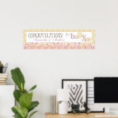 Stripe, Dot & Diaper over Baby shower-insteekbanne Poster (Thuiskantoor)