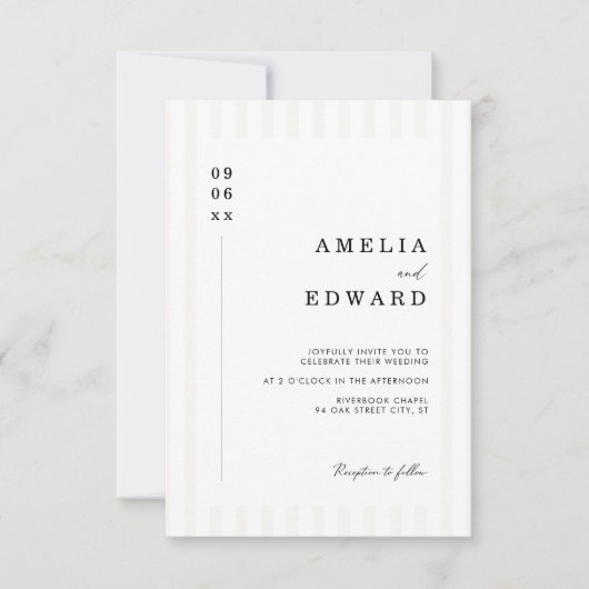 Stripe Elegant Typography Modern Minimal Wedding Kaart (Voorkant)