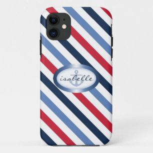 Stripe- en Anchor-gepersonaliseerde Nautical Patte Case-Mate iPhone Case