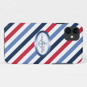Stripe- en Anchor-gepersonaliseerde Nautical Patte Case-Mate iPhone Case (Achterkant (horizontaal))