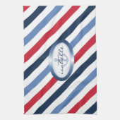 Stripe- en Anchor-gepersonaliseerde Nautical Patte Theedoek (Verticaal)