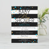 Stripe en Glitter Stippen Baby shower Uitnodiging (Staand voorkant)