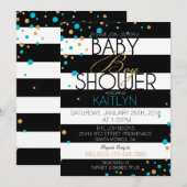Stripe en Glitter Stippen Baby shower Uitnodiging (Voorkant / Achterkant)