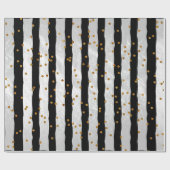 Stripe en Gold-Stippen op zwart Cadeaupapier (Vlak)