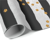 Stripe en Gold-Stippen op zwart Cadeaupapier (Rol Hoek)