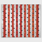 Stripe en Polka Dots op Sheen Red Satin Cadeaupapier (Vlak)