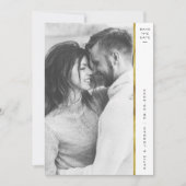 Stripe Faux Gold Foil Photo Save Date Cards Save The Date (Voorkant)