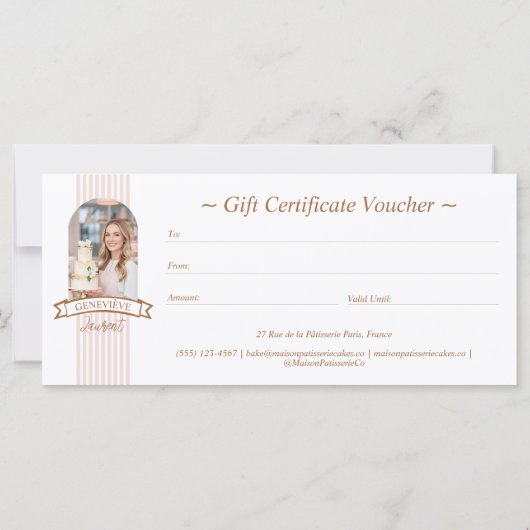 Stripe Floral Cupcake Bakery Shop Gift Certificate (Achterkant)
