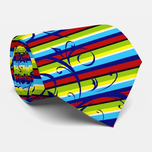 Stripe Flourish Stropdas (Opgerold)