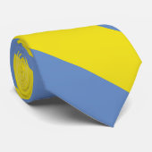 Stripe gele en Sky Blue University Stropdas (Opgerold)