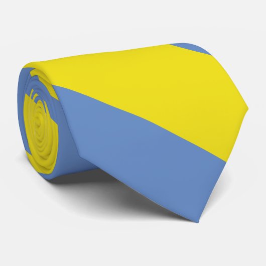 Stripe gele en Sky Blue University Stropdas (Opgerold)