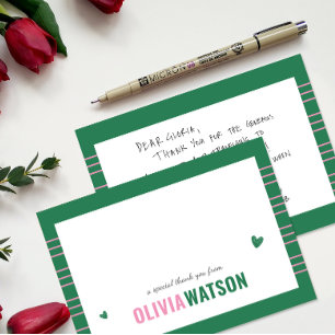 Stripe Gepersonaliseerde naam Bedankt Waardering Feestdagenkaart