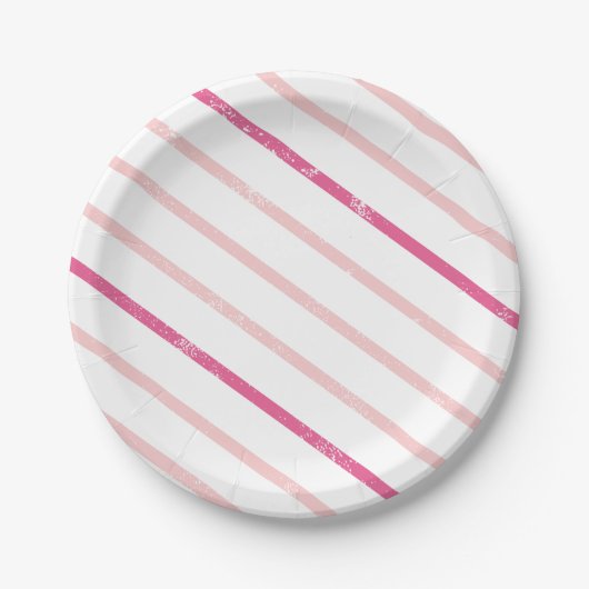 Stripe Girl Pink-verjaardagsfeest Papieren Bordje (Voorkant)