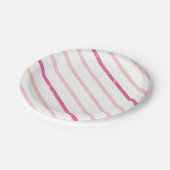 Stripe Girl Pink-verjaardagsfeest Papieren Bordje (Gekanteld)