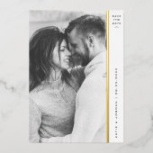 Stripe Gold Foil Photo Save the Date Cards Folie Uitnodiging (Voorkant)