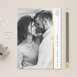 Stripe Gold Foil Photo Save the Date Cards Folie Uitnodiging