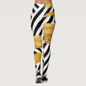 Stripe Goud Zwart & Wit Leggings (Achterkant)
