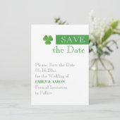 Stripe & groene klaver, Ierse bruiloft Save the Da Date (Staand voorkant)