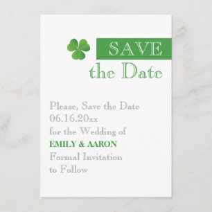 Stripe & groene klaver, Ierse bruiloft Save the Da Save The Date
