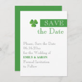 Stripe & groene klaver, Ierse bruiloft Save the Da Save The Date (Voorkant / Achterkant)