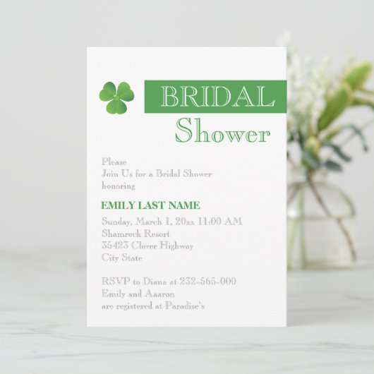 Stripe & groene klaver Ierse bruiloft vrijgezellen Kaart (Staand voorkant)