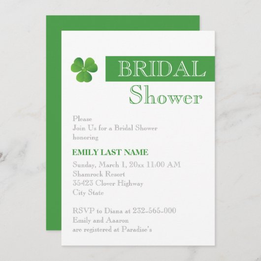 Stripe & groene klaver Ierse bruiloft vrijgezellen Kaart (Voorkant / Achterkant)