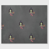 Stripe Halloween Mermaid Witch WRAP Cadeaupapier (Vlak)