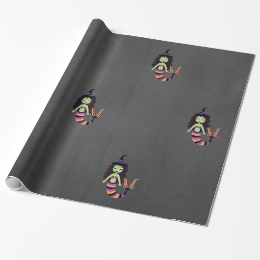 Stripe Halloween Mermaid Witch WRAP Cadeaupapier (Uitgerold)
