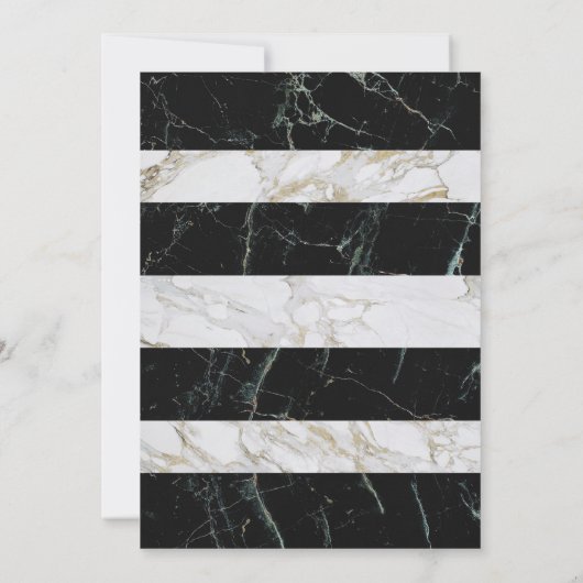 Stripe Huwelijksuitnodigingen Zwart & Wit Marmer Kaart (Achterkant)