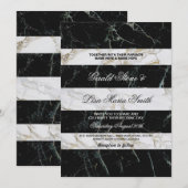 Stripe Huwelijksuitnodigingen Zwart & Wit Marmer Kaart (Voorkant / Achterkant)