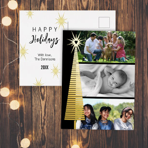 Stripe kerstboom foto's folie feestdagen briefkaart