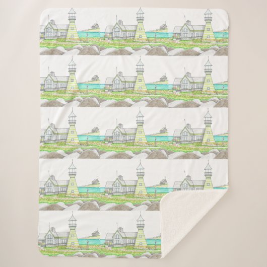 Stripe Lighthouse Sherpa Blanket Deken (Voorkant)