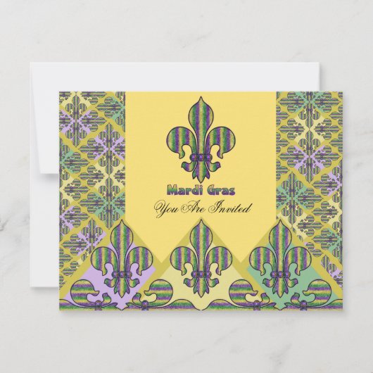 Stripe Mardi Gras Fleur de lis Kaart (Voorkant)
