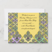 Stripe Mardi Gras Fleur de lis Kaart (Achterkant)