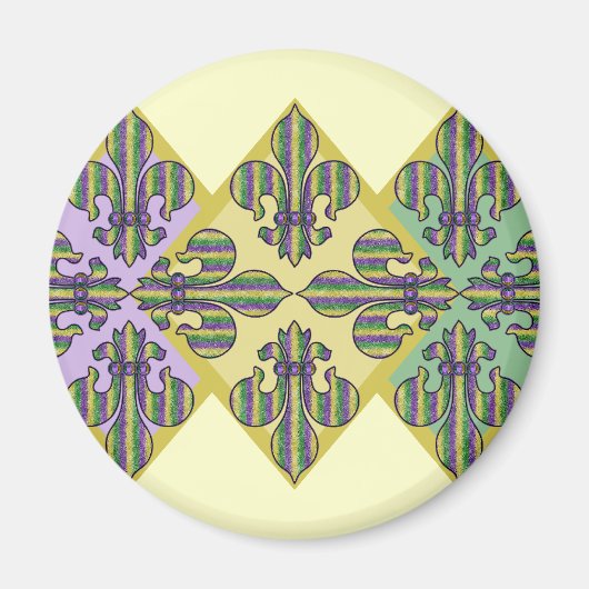 Stripe Mardi Gras Fleur de lis Magneet (Voorkant)