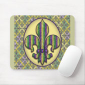 Stripe Mardi Gras Fleur de lis Muismat (Met muis)