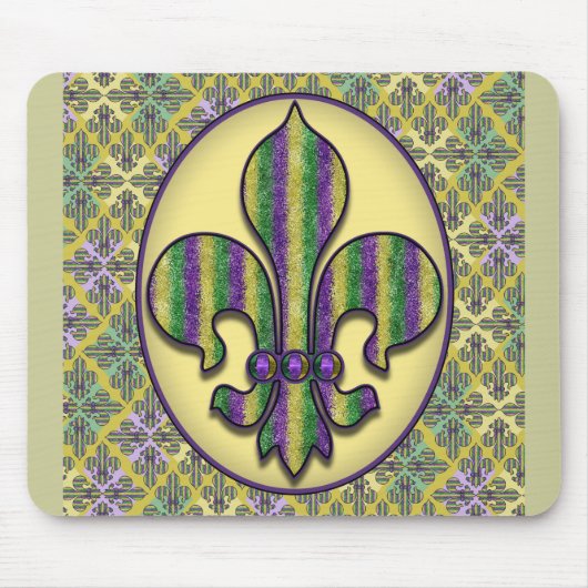 Stripe Mardi Gras Fleur de lis Muismat (Voorkant)
