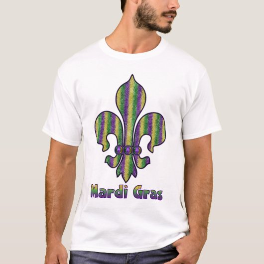 Stripe Mardi Gras Fleur de lis T-shirt (Voorkant)
