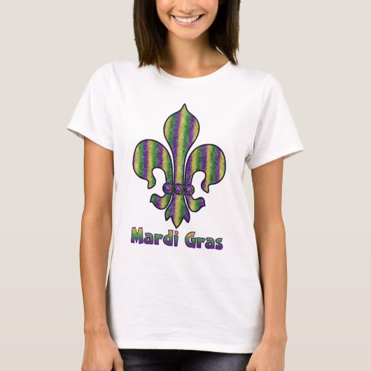 Stripe Mardi Gras Fleur de lis T-shirt (Voorkant)