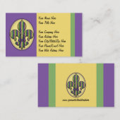 Stripe Mardi Gras Fleur de lis Visitekaartje (Voorkant / Achterkant)
