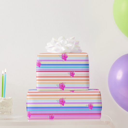 Stripe met roze kartonnen papierrestanten cadeaupapier (Feestgeschenken)