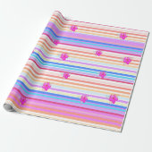 Stripe met roze kartonnen papierrestanten cadeaupapier (Uitgerold)