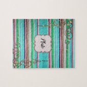 Stripe Monogram Jigzaag Puzzle Daisy Legpuzzel (Horizontaal)
