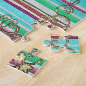 Stripe Monogram Jigzaag Puzzle Daisy Legpuzzel (Zijkant)