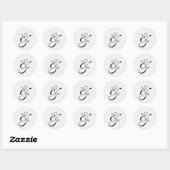 Stripe Monogram Script Ampersand Trouw Ronde Sticker (Vel)