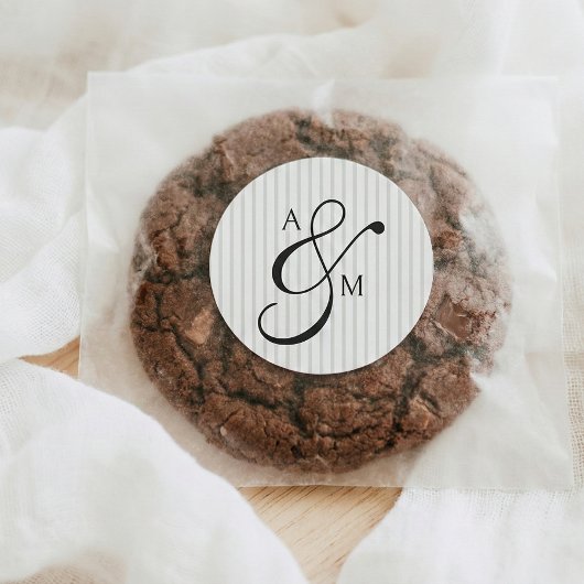 Stripe Monogram Script Ampersand Trouw Ronde Sticker